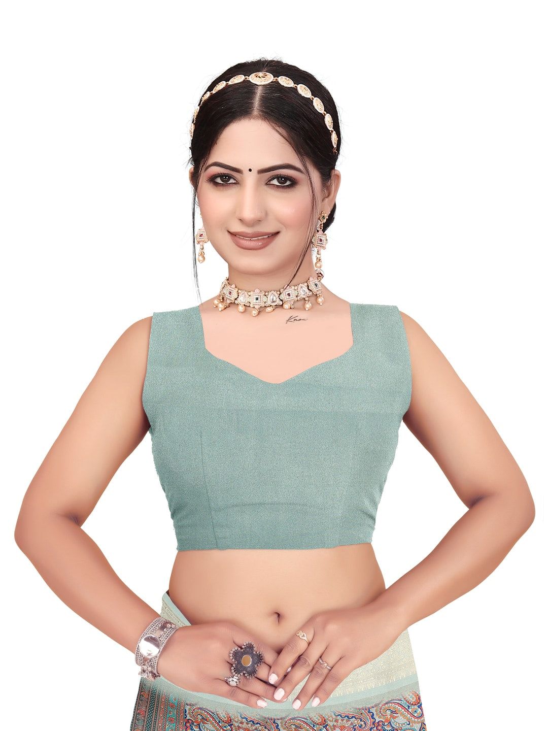 Peachmode Olive Cotton Silk Digital Print Saree with Jacquard Border - Image 17
