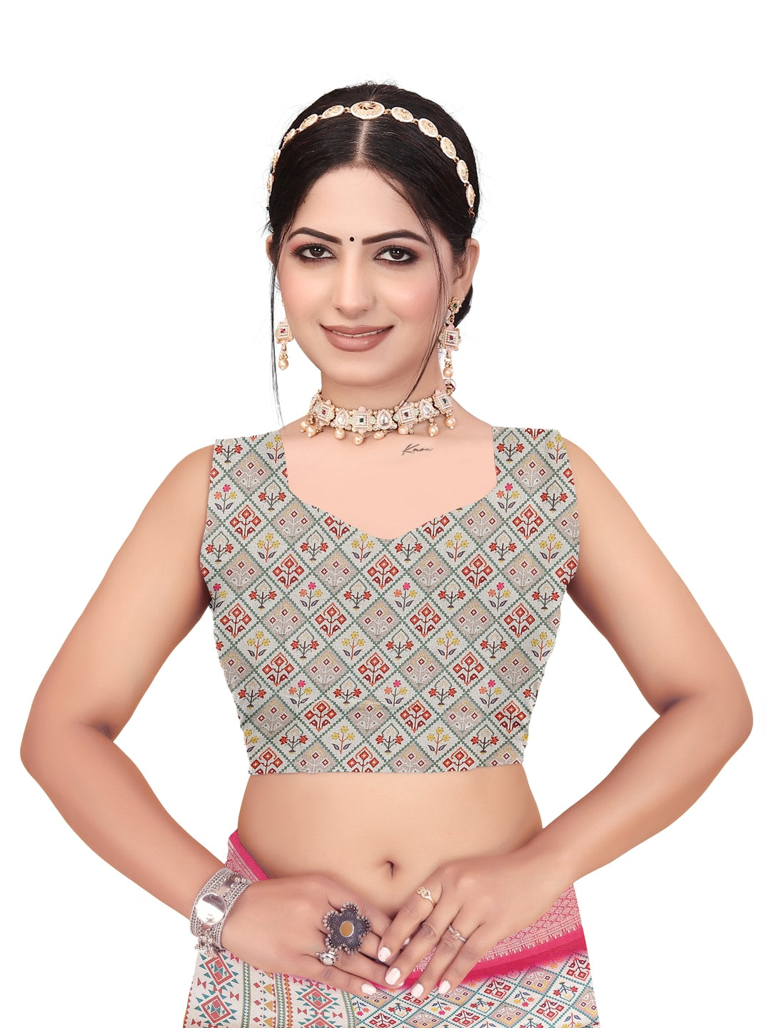 Peachmode Magenta Cotton Silk Digital Print Saree with Jacquard Border - Image 13