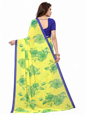 Yellow Casual Printed Georgette Saree - Image 2