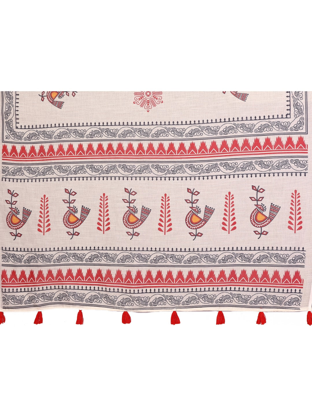 Peachmode Purple Soft Linen Cotton Printed Saree - Image 8