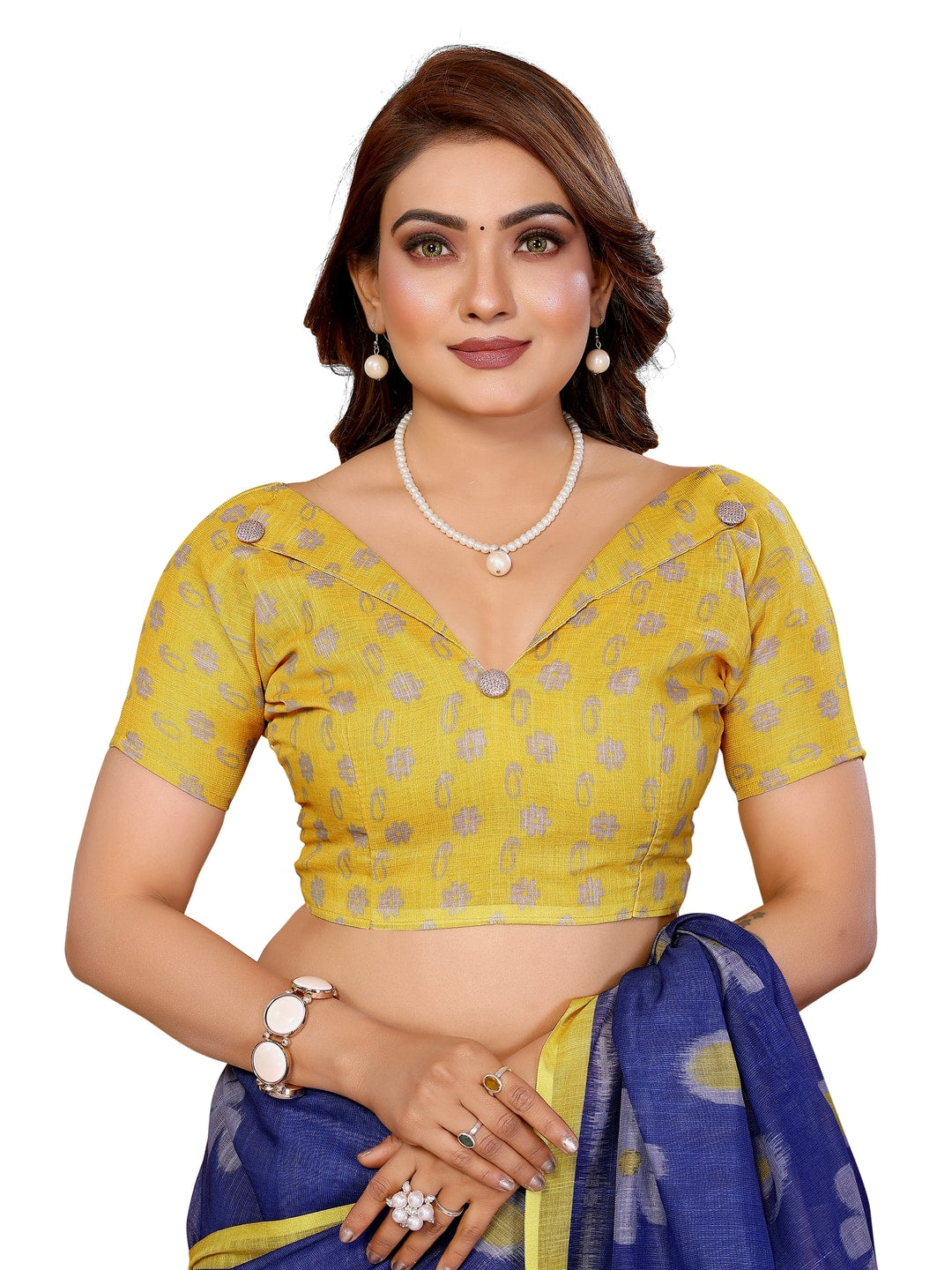 Peachmode Green Soft Linen Cotton Printed Saree - Image 15