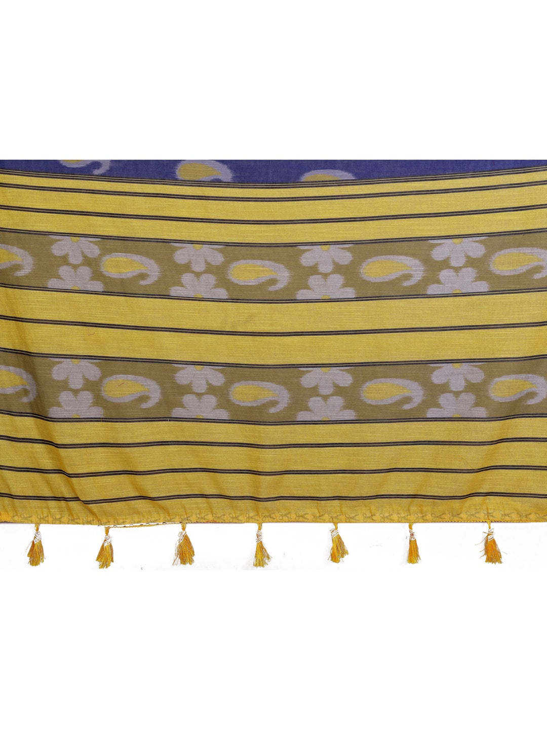 Peachmode Green Soft Linen Cotton Printed Saree - Image 11