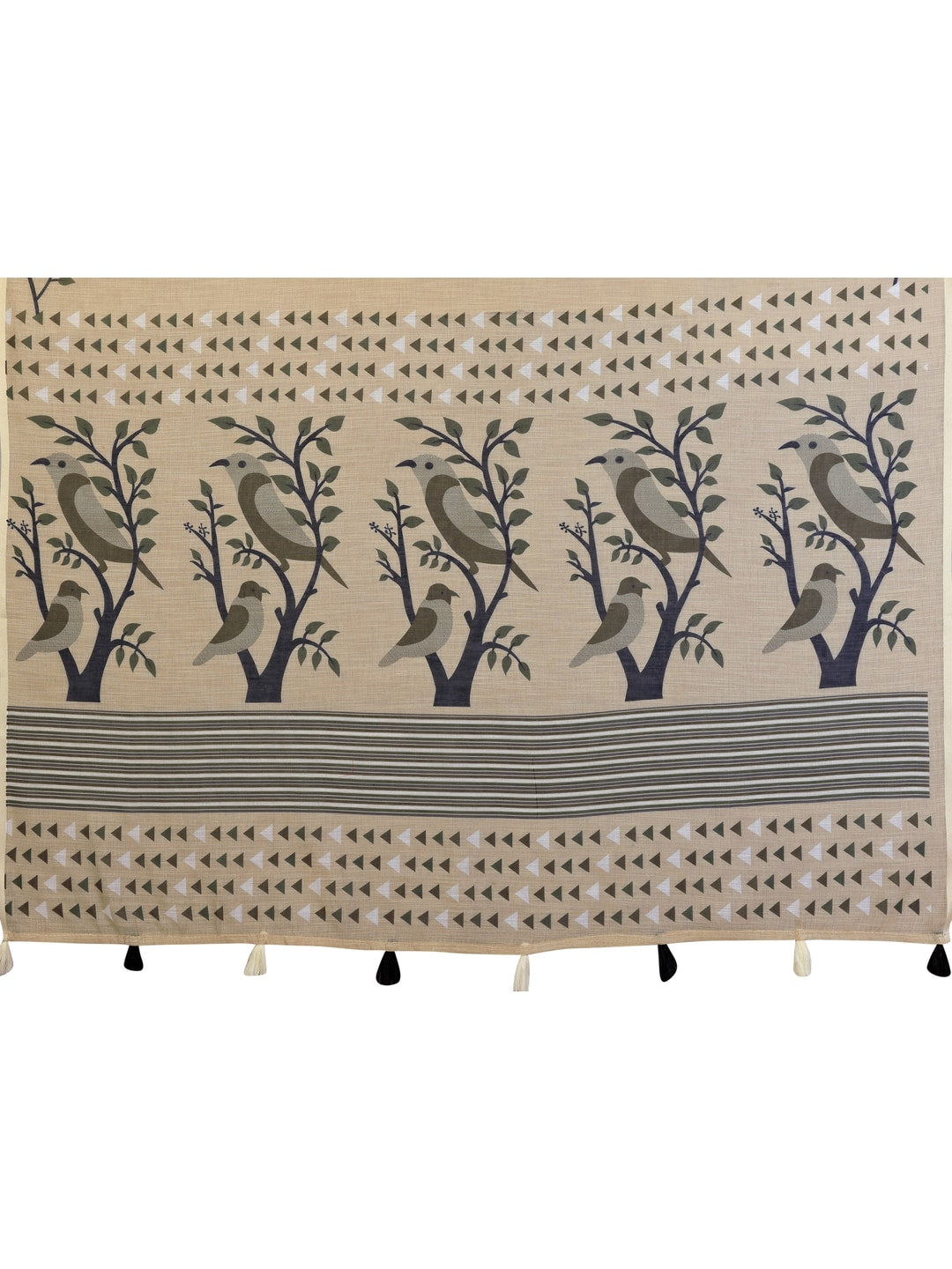 Peachmode Wine Soft Linen Cotton Printed Saree - Image 10