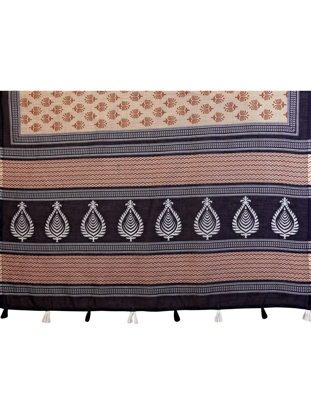 Peachmode Blue Soft Linen Cotton Printed Saree - Image 10