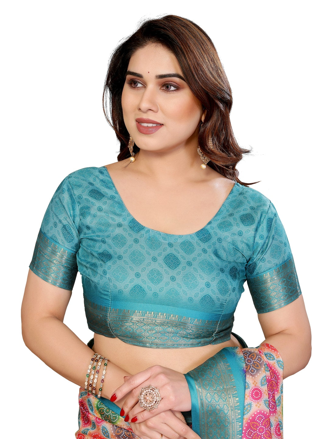 Peachmode Multicolor Cotton Silk Bandhej Print Saree with Zari Border - Image 14