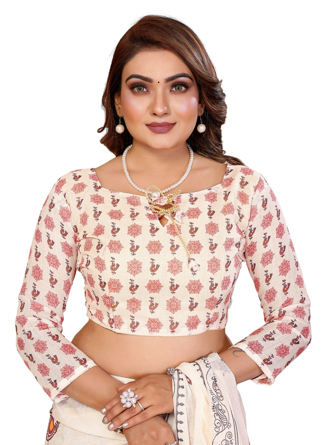 Peachmode Purple Soft Linen Cotton Printed Saree - Image 13