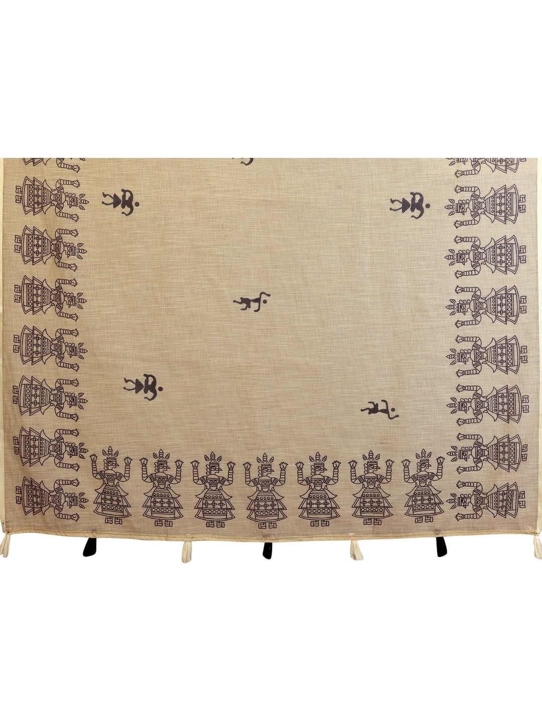Peachmode Pink Soft Linen Cotton Printed Saree - Image 13