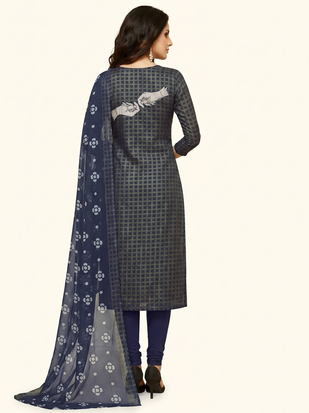 Elegant Navy Blue Colored Party Wear Chanderi Salwar Suit - Image 1