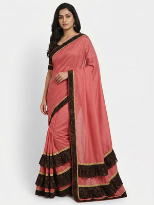 Pleasant Pastel Red Colored Party Wear Art Silk Saree - Image 1