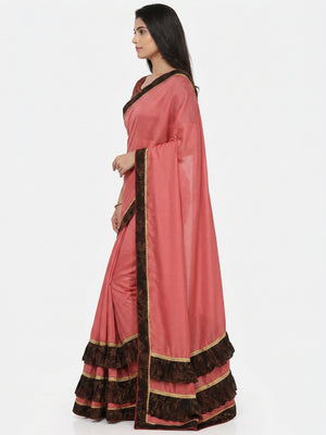 Pleasant Pastel Red Colored Party Wear Art Silk Saree - Image 2