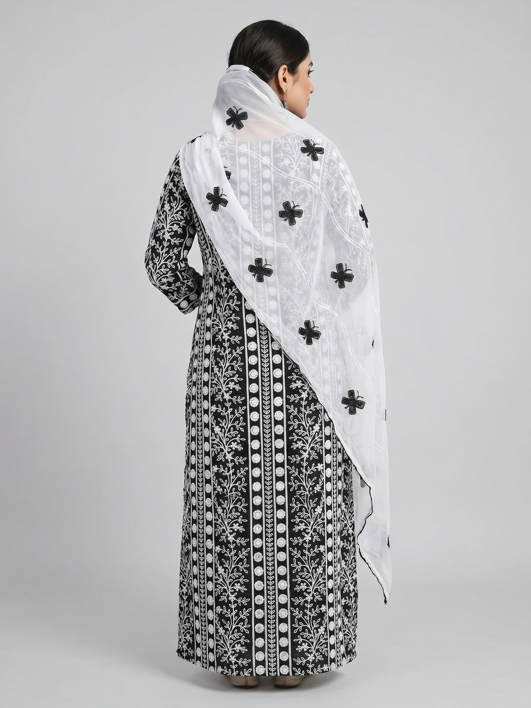Demanding Black Colored Casual Wear Embroidered Cotton Dress Material - Image 2