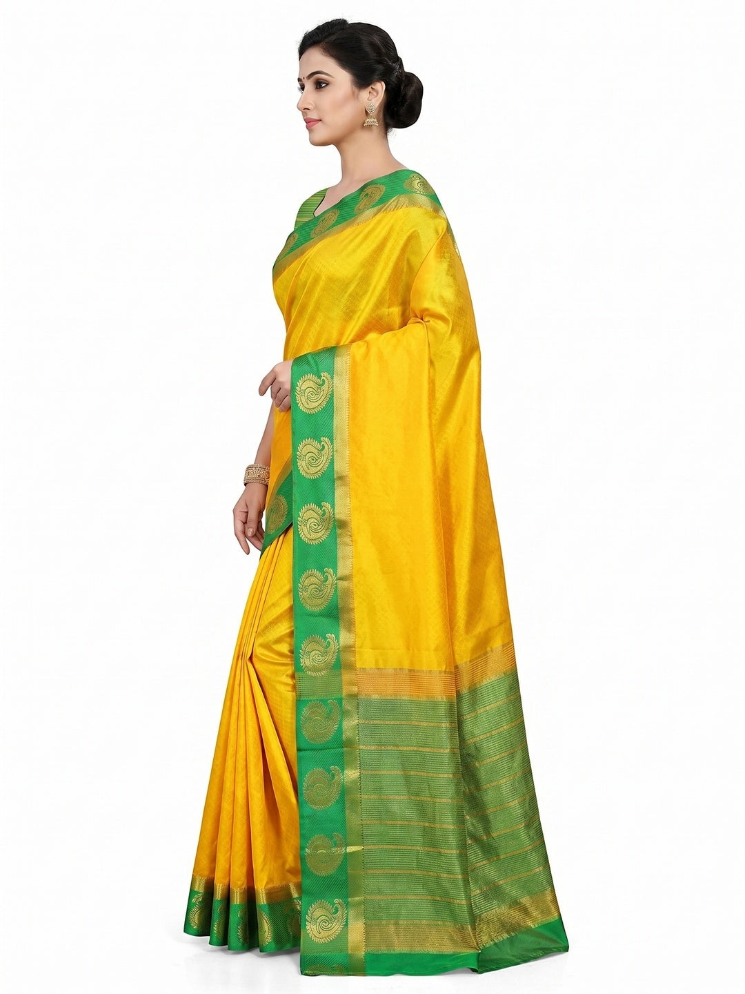 Glowing Yellow Coloured Festive Wear Woven Art Silk Saree - Image 2