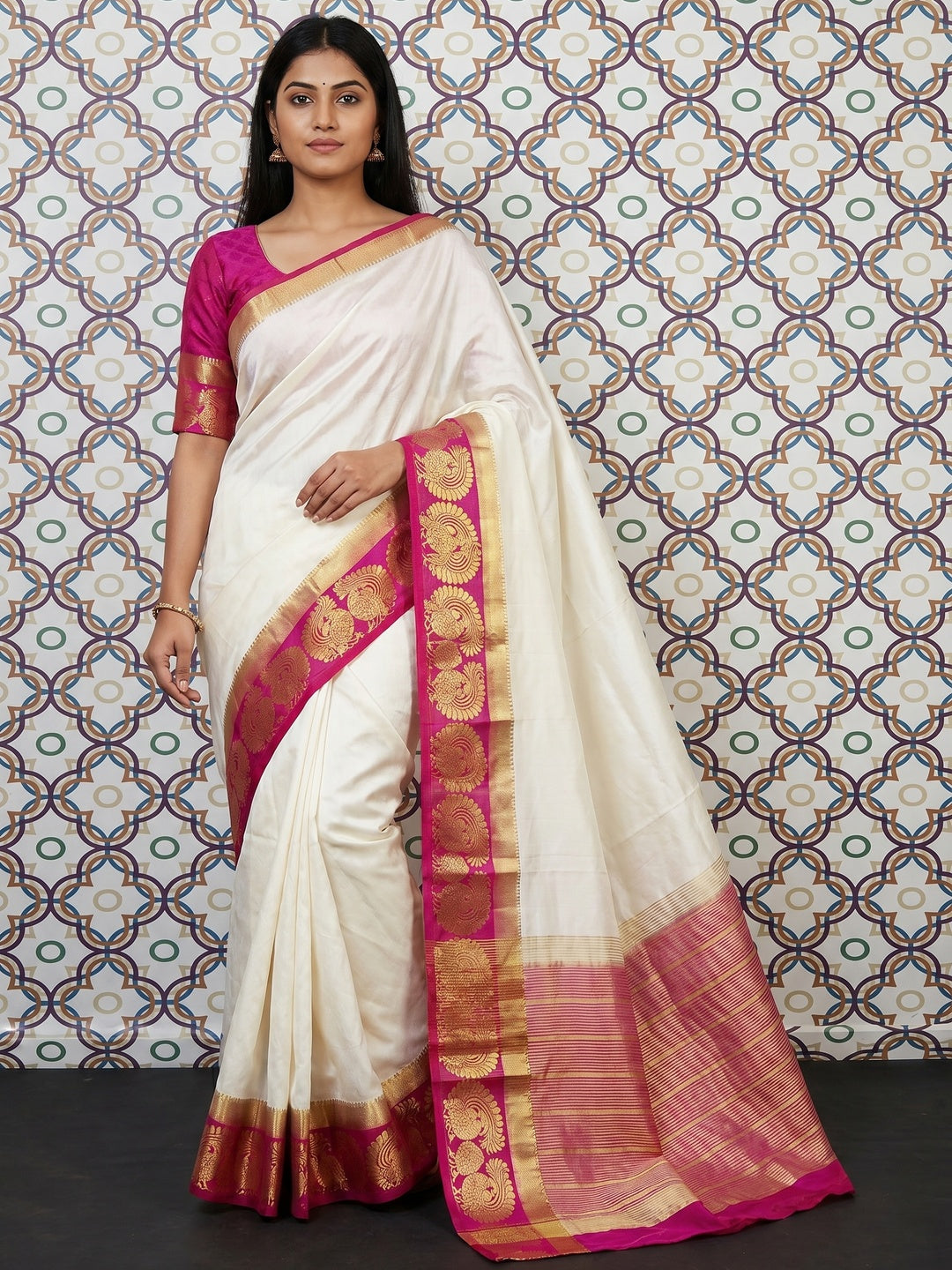 Energetic White Coloured Festive Wear Woven Art Silk Saree - Image 1