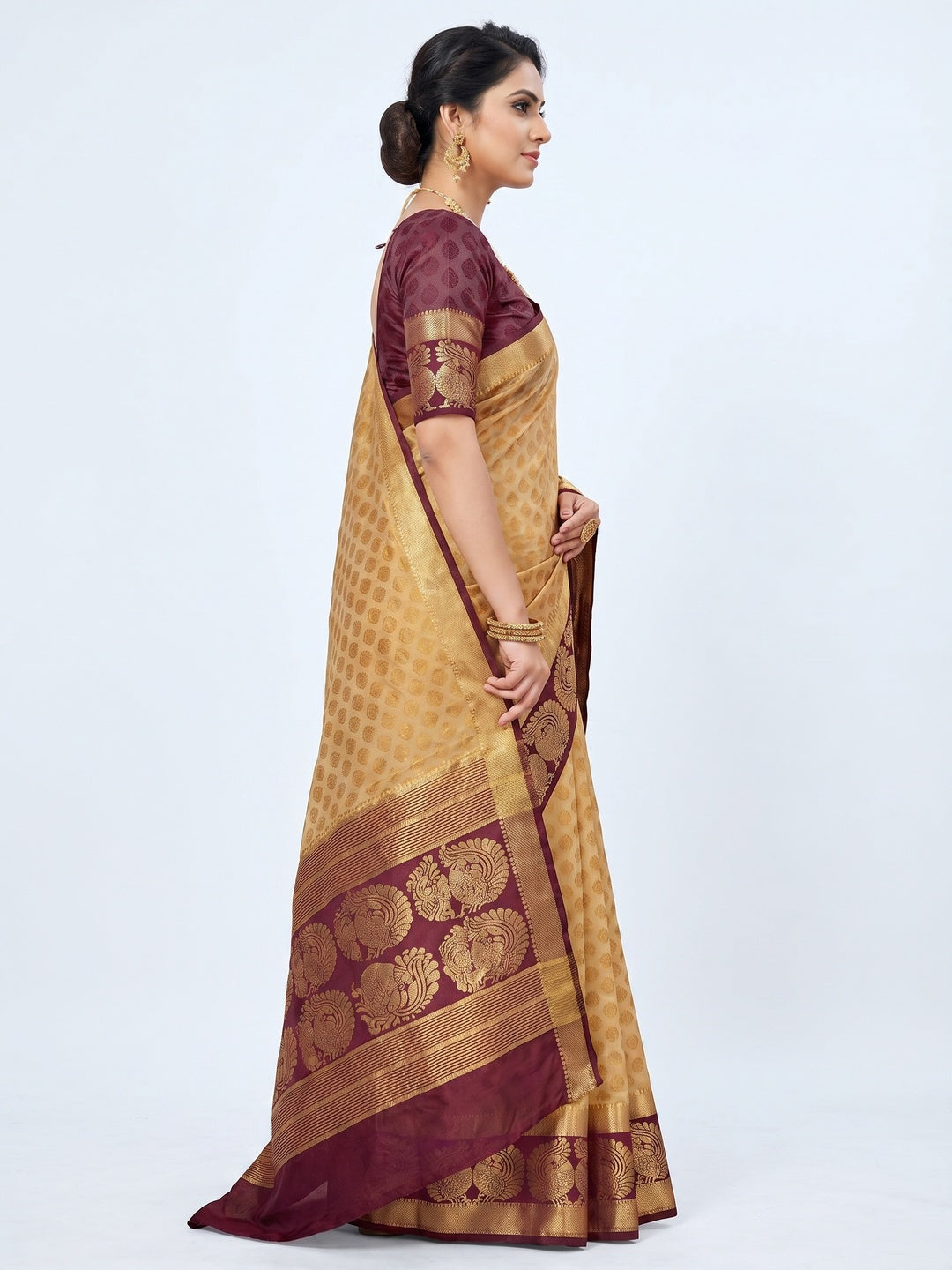 Demanding Beige Coloured Festive Wear Woven Art Silk Saree - Image 2