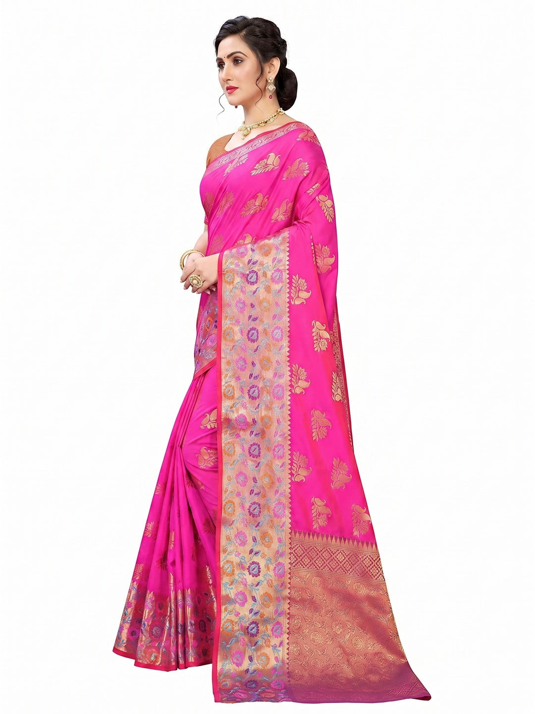 Pink Festive Wear Jari Woven Heavy Silk Saree - Image 1