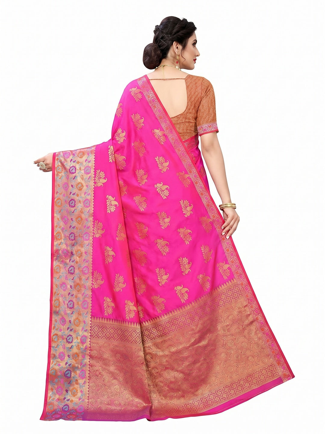 Pink Festive Wear Jari Woven Heavy Silk Saree - Image 2