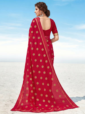 Dark Gajari Pink casual Wear Printed Chiffon Saree - Image 1