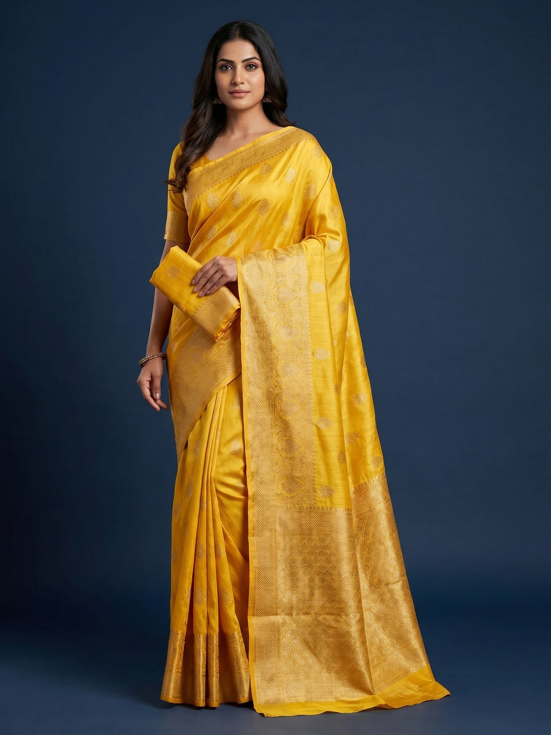 Yellow Festive Wear Zari Woven Art Silk Saree - Image 1