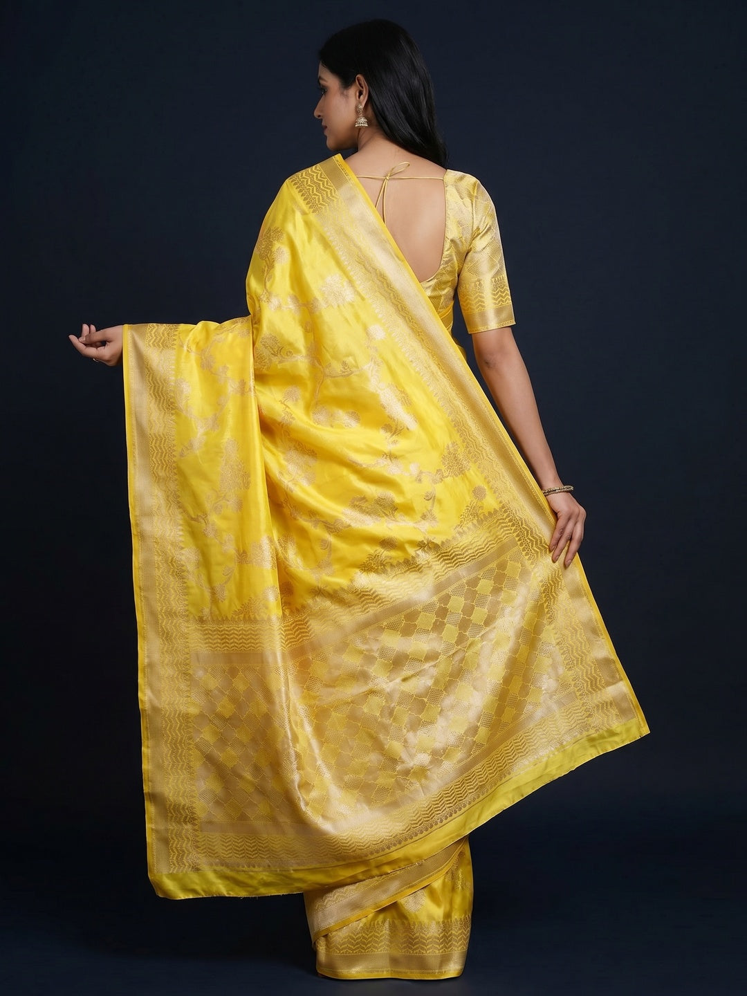 Yellow Festive Wear Zari Woven Art Silk Saree - Image 2