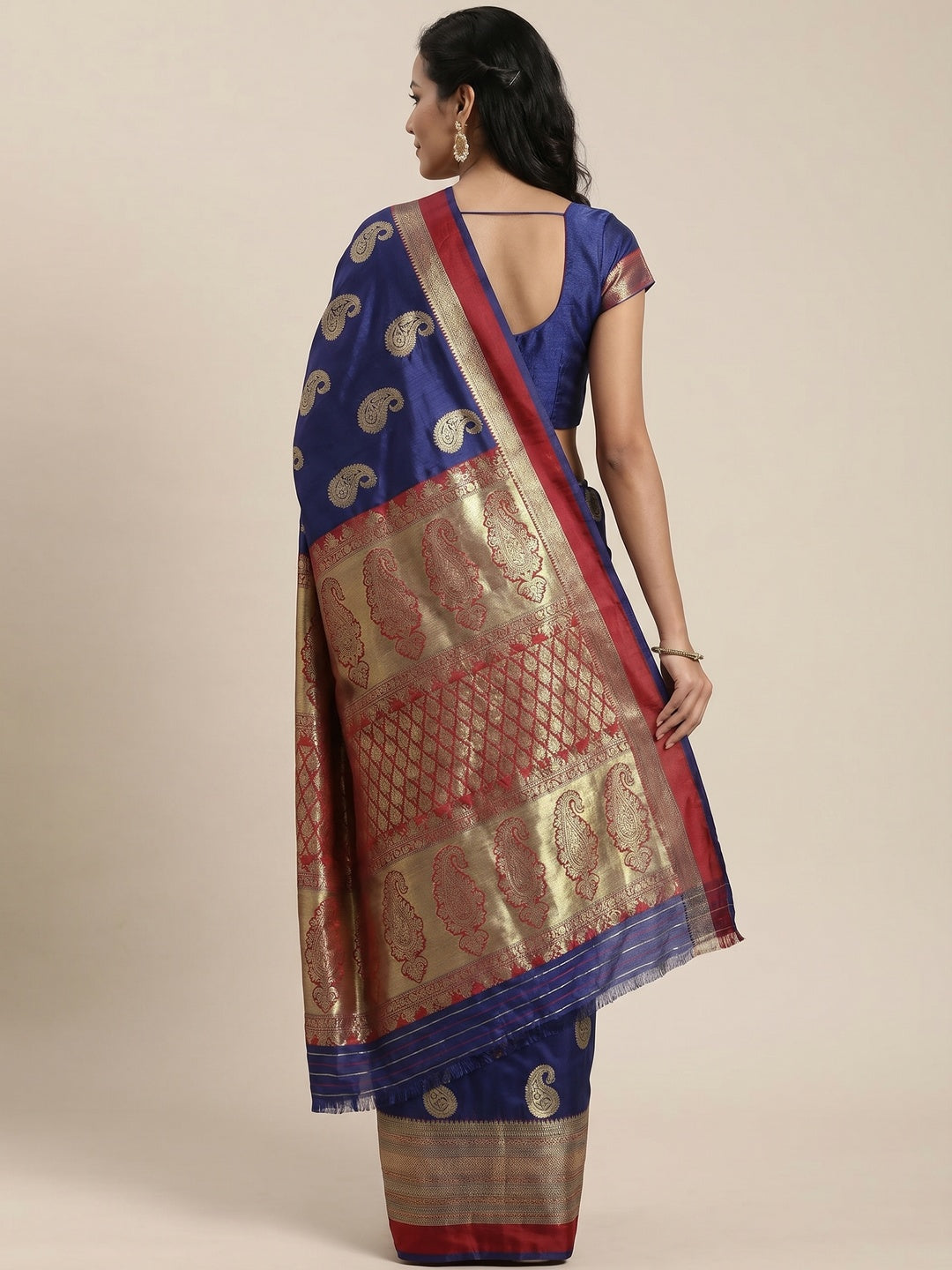 Blue Festive Wear Woven Kanjivaram Silk Saree - Image 3
