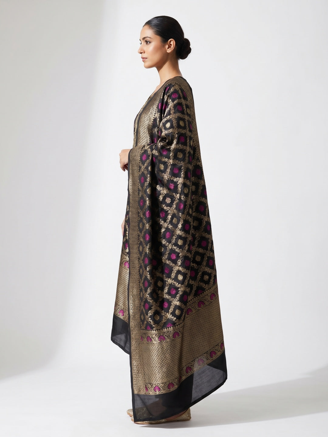Grey Festive Wear Woven Work with Tassels Banarasi Jacquard Dress Material - Image 2