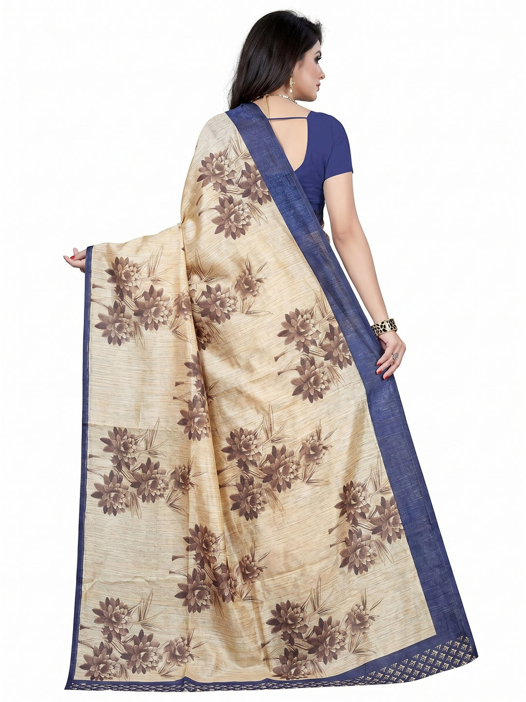 Tan - Blue Bhagalpuri Saree - Image 2