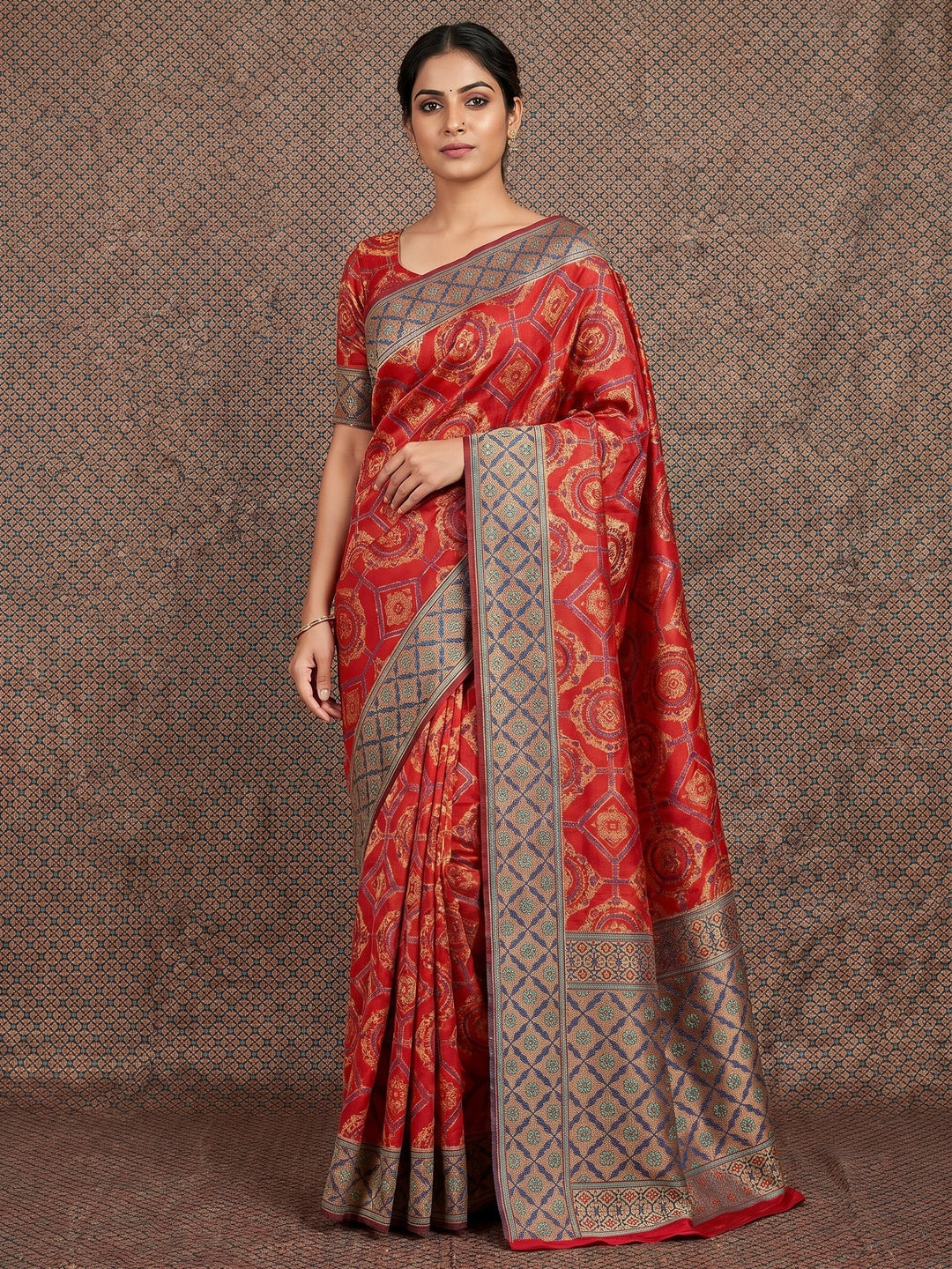 Flirty Red Colored Festive Wear Woven Patola Silk Saree - Image 1
