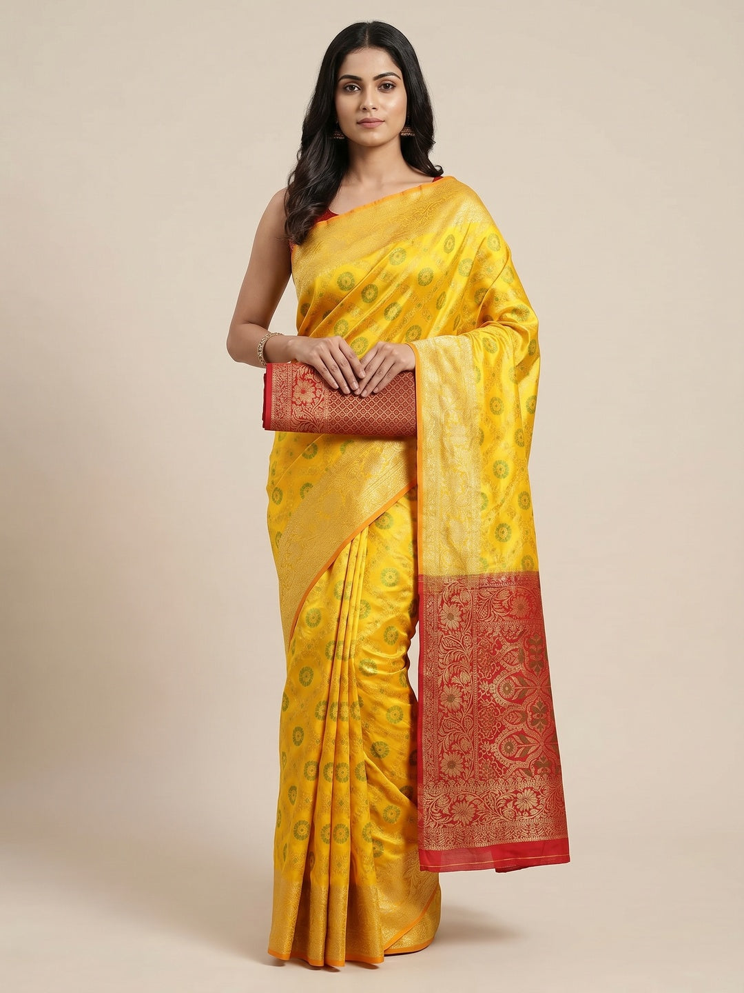 Yellow Festive Wear Woven Silk Saree With Patola Rich Pallu - Image 1