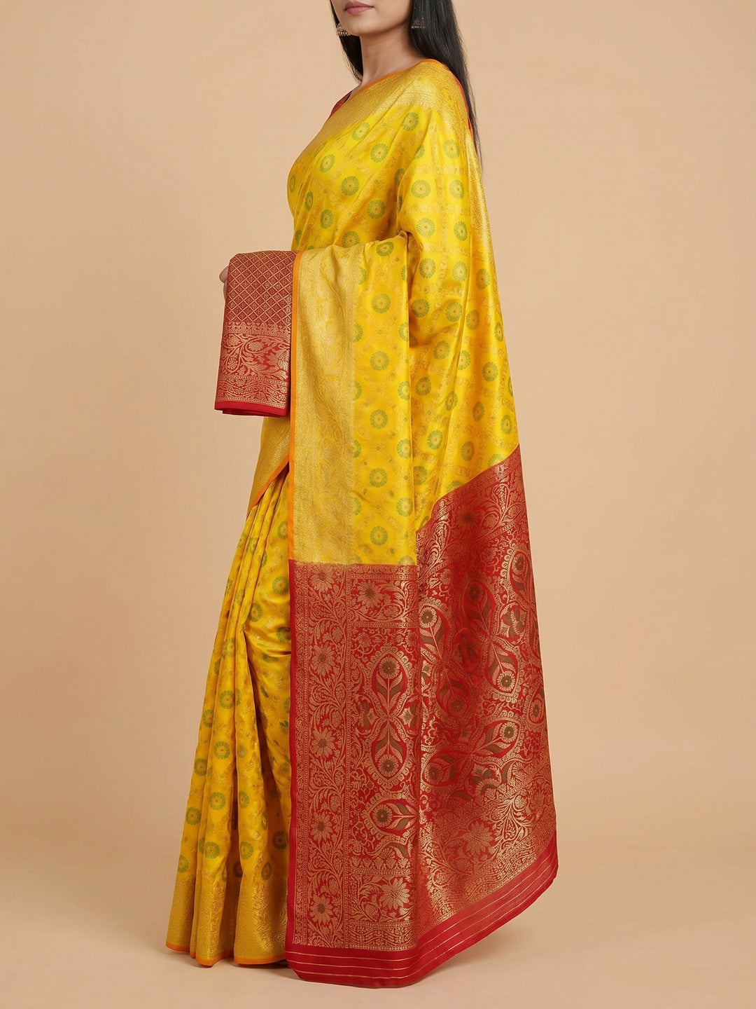 Yellow Festive Wear Woven Silk Saree With Patola Rich Pallu - Image 2