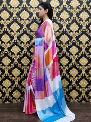 Ravishing Multi-Colored Casual Wear Digital Printed Satin Saree - Image 2