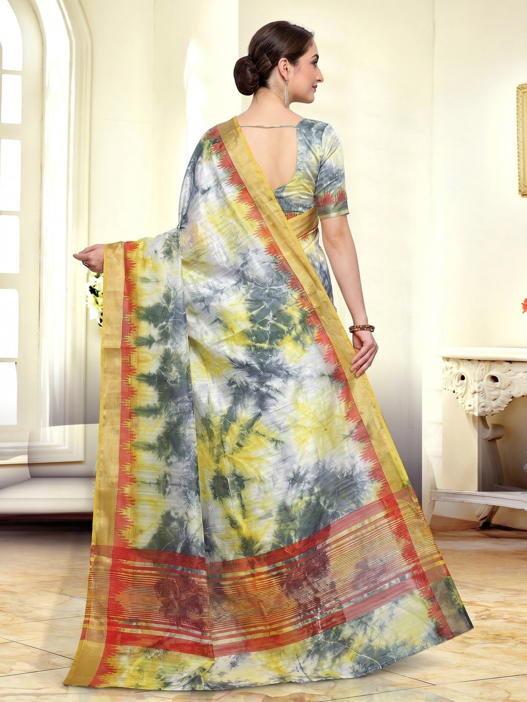 Flaunt Multicolored Festive Wear Art Silk Saree - Image 1
