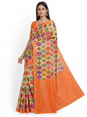 Multicolour Casual Wear Printed Cotton Silk Saree - Image 1