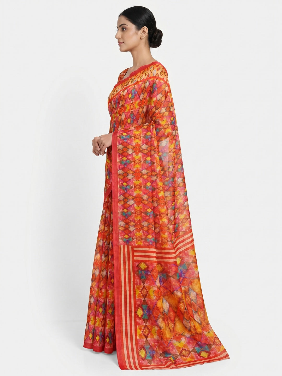 Multicolour Casual Wear Printed Cotton Silk Saree - Image 2