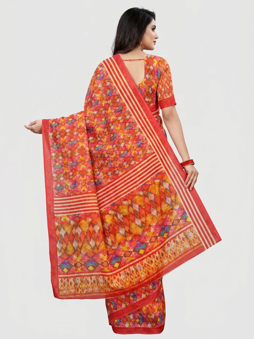 Multicolour Casual Wear Printed Cotton Silk Saree - Image 3