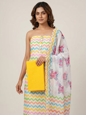 Multicolour Printed Kota Doriya Dress Material - Image 1