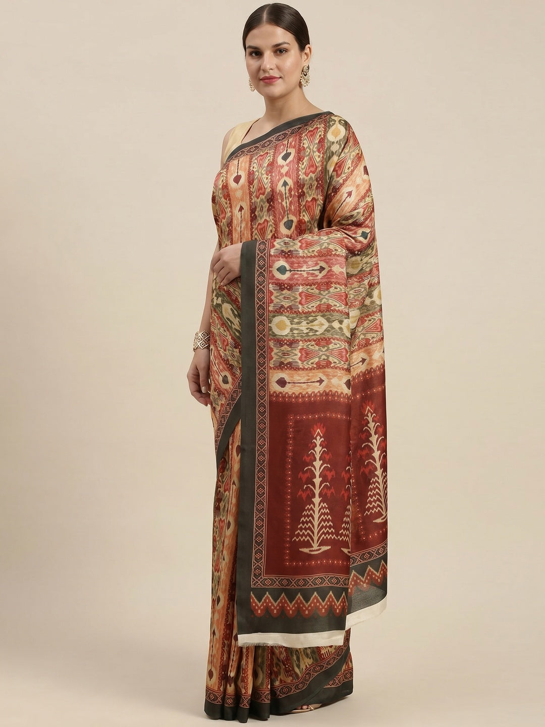 Multicolored Casual Wear Printed Art Silk Saree - Image 2