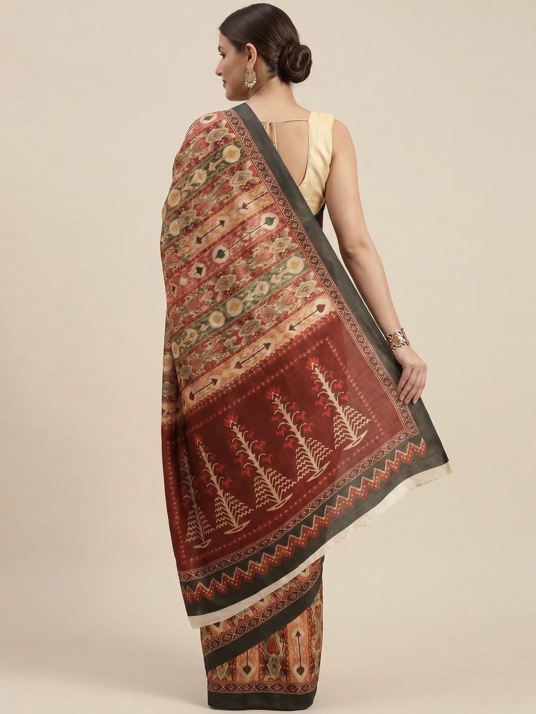 Multicolored Casual Wear Printed Art Silk Saree - Image 1