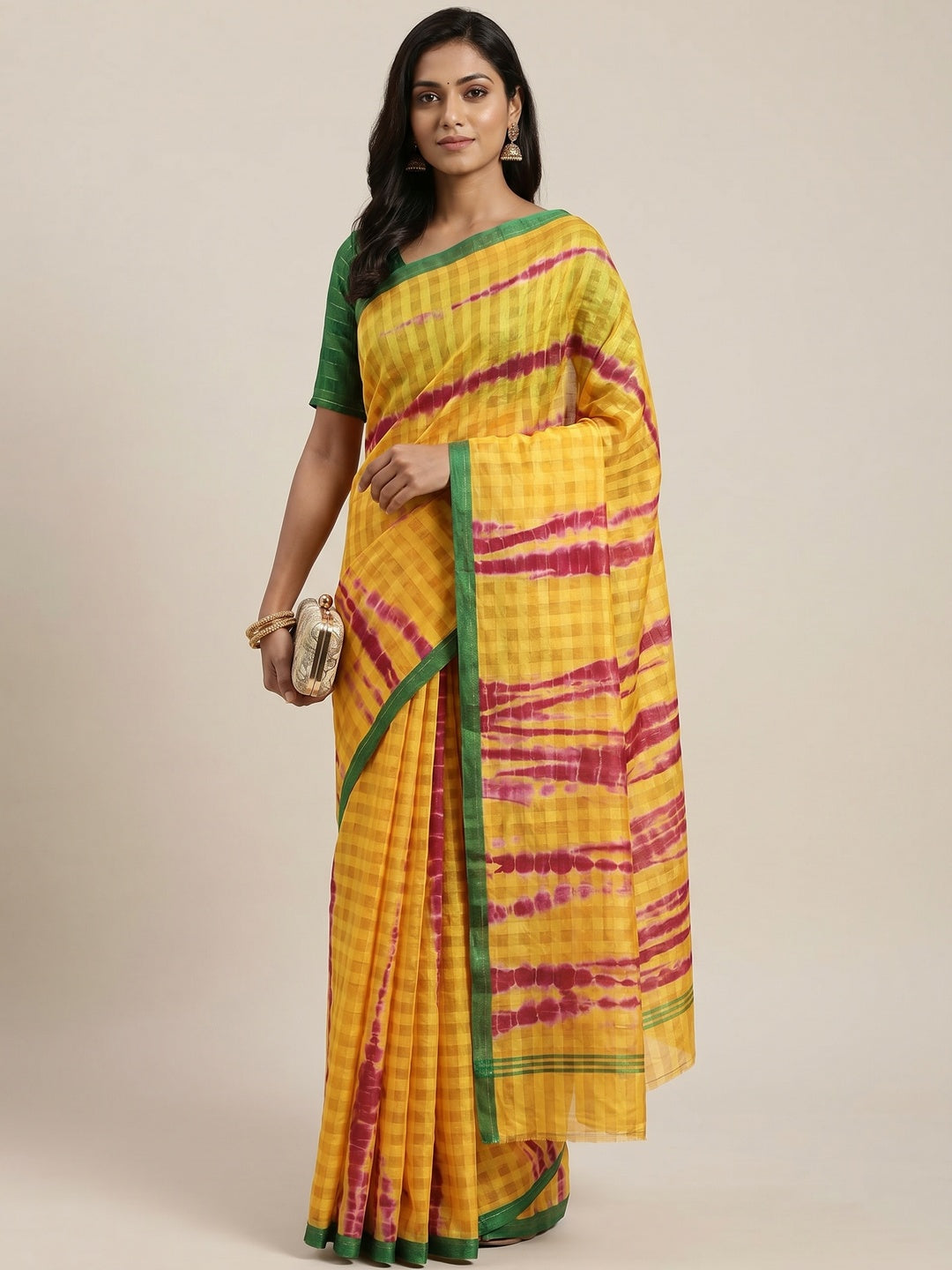 Yellow Casual Wear Printed Cotton Silk Saree - Image 6