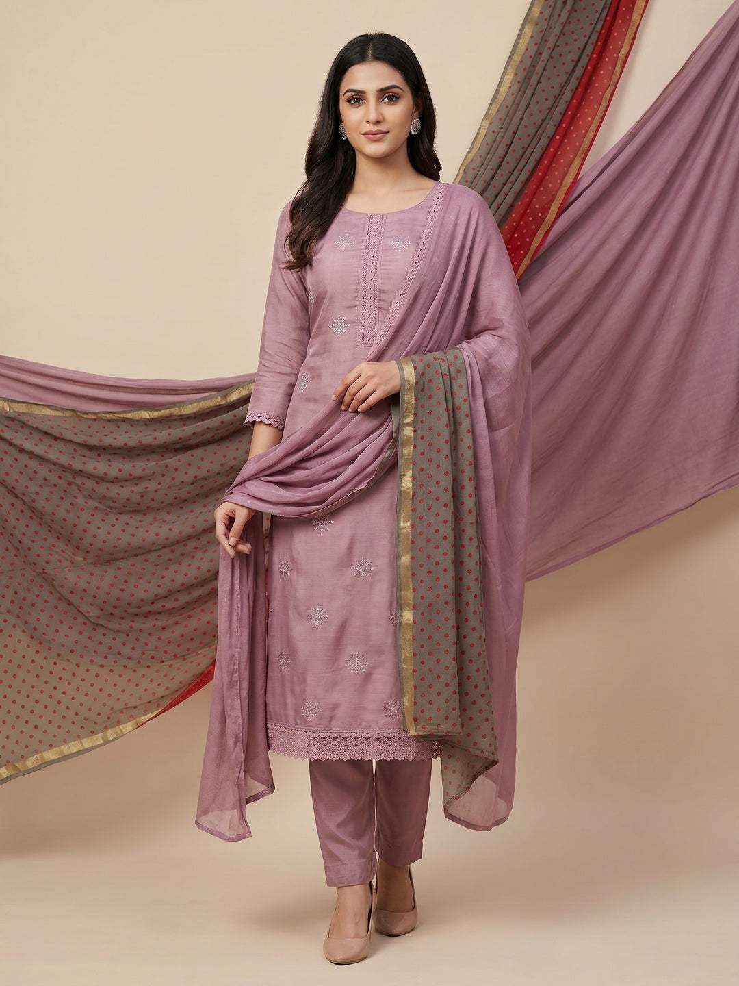 Graceful Party Wear Embroidered Dress Material - Pack of 2 - Image 1