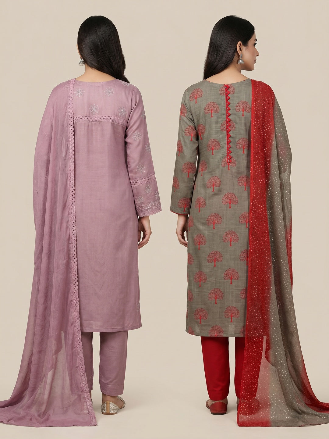 Graceful Party Wear Embroidered Dress Material - Pack of 2 - Image 2
