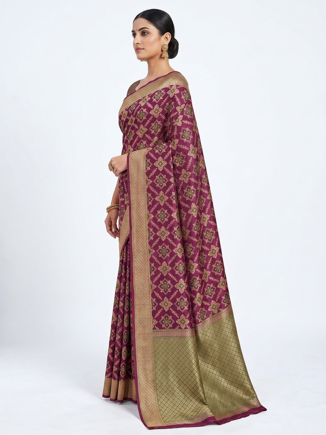 Groovy Purple Colored Festive Wear Woven Silk Saree - Image 2