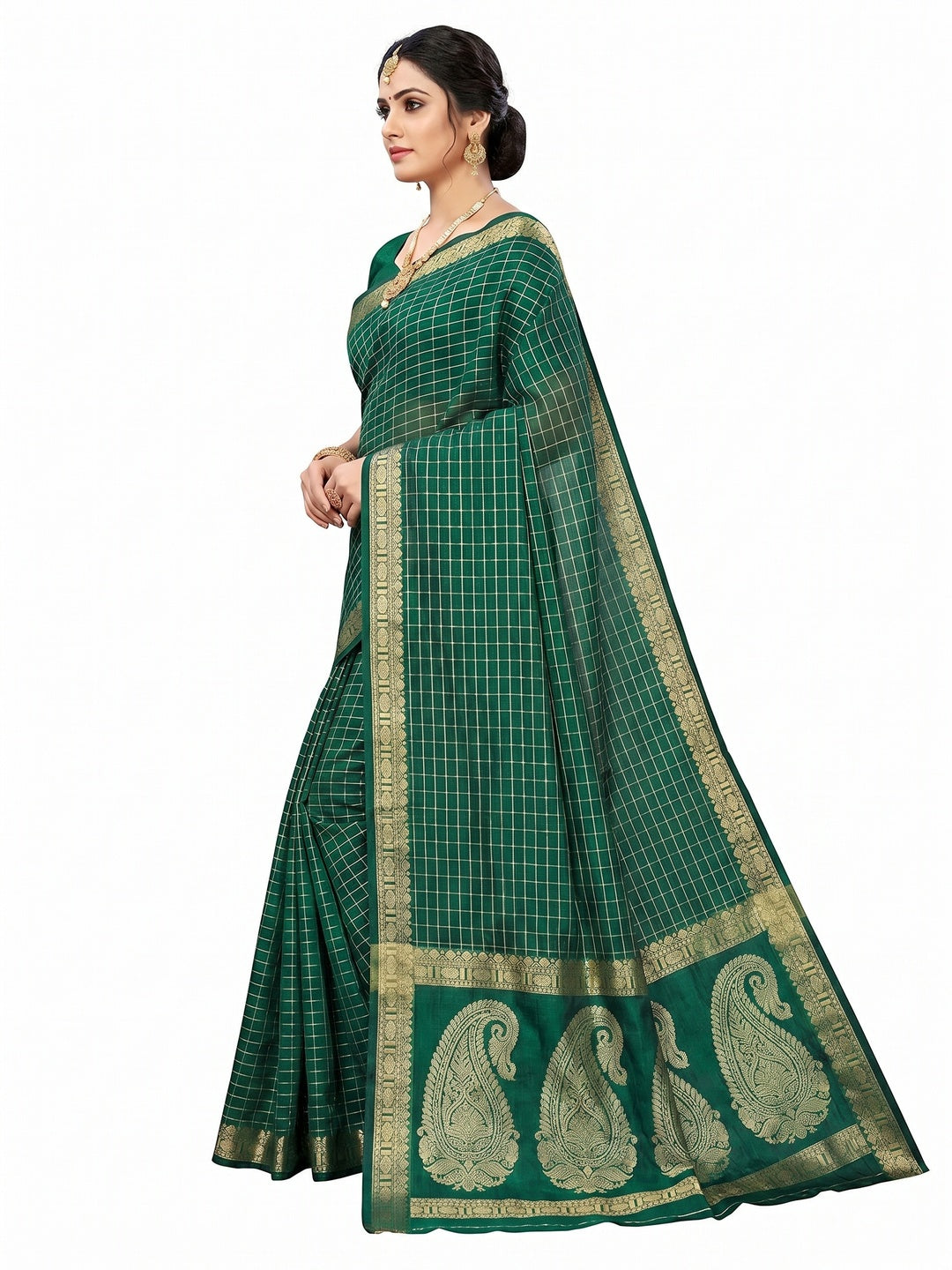 Classy Dark Green Colored Festive Wear Woven Silk Saree - Image 2