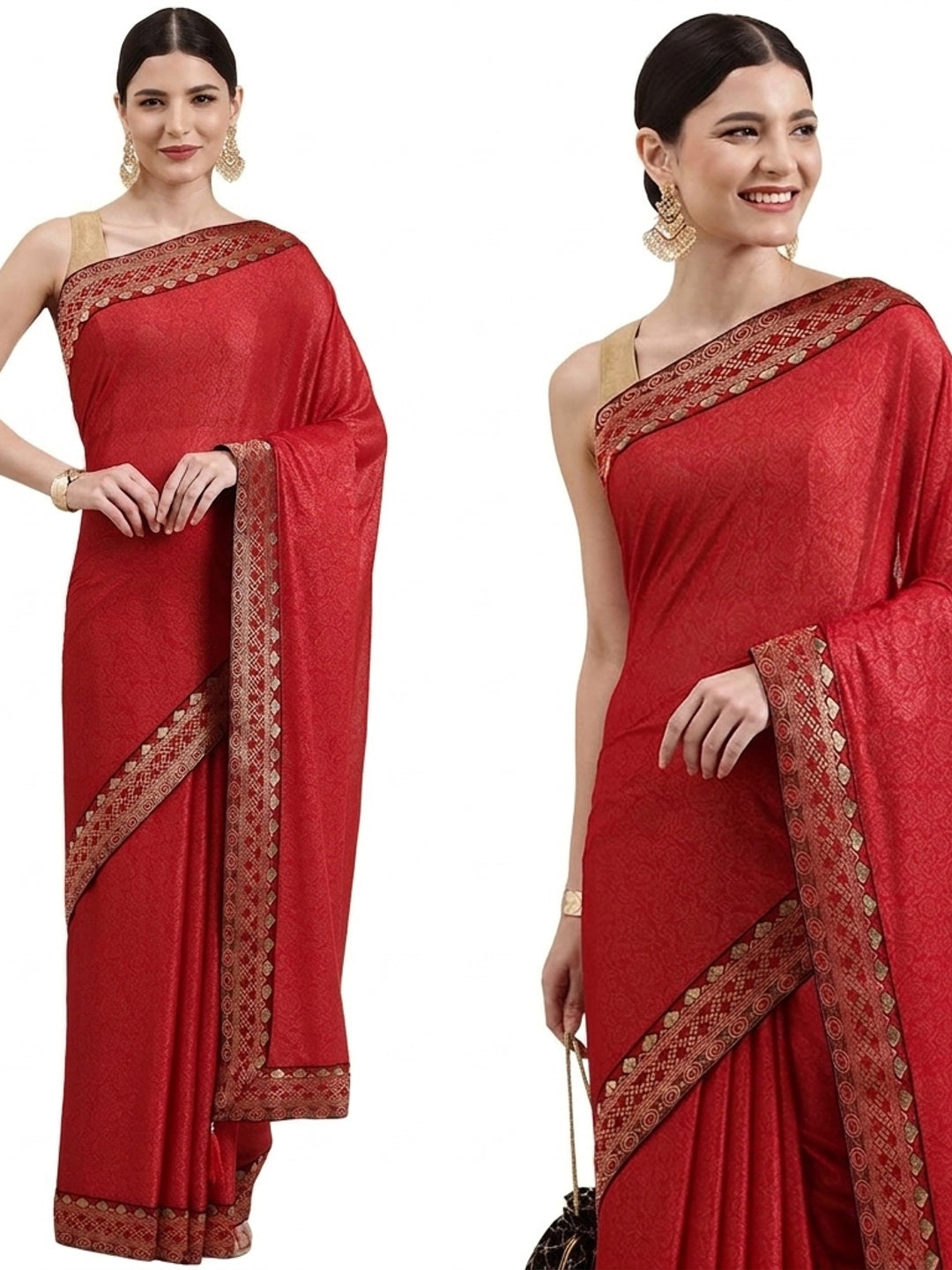Elegant Maroon Art Silk Saree with Intricate Border by Peachmode - Image 2