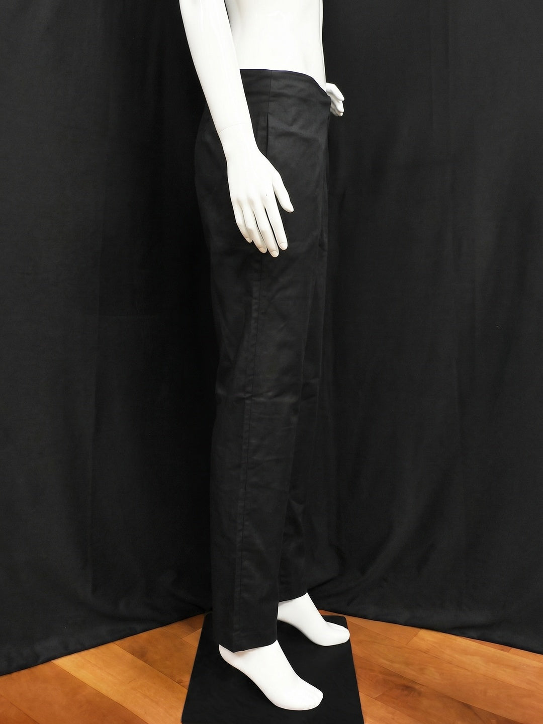 Black Solid Pure Cotton Pant - Image 2