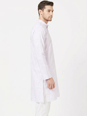 Light Lavender Colored Festive Wear Cotton Kurta - Image 1