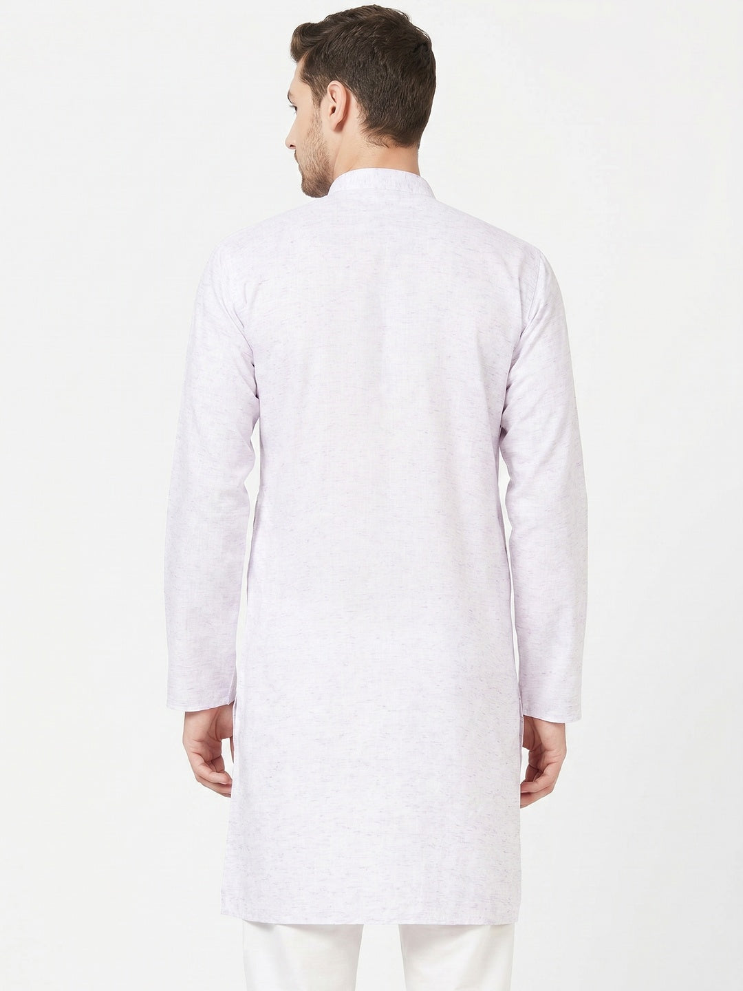 Light Lavender Colored Festive Wear Cotton Kurta - Image 2