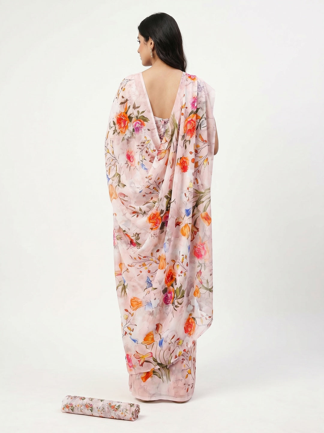 Multicolor Printed Georgette Saree - Image 2