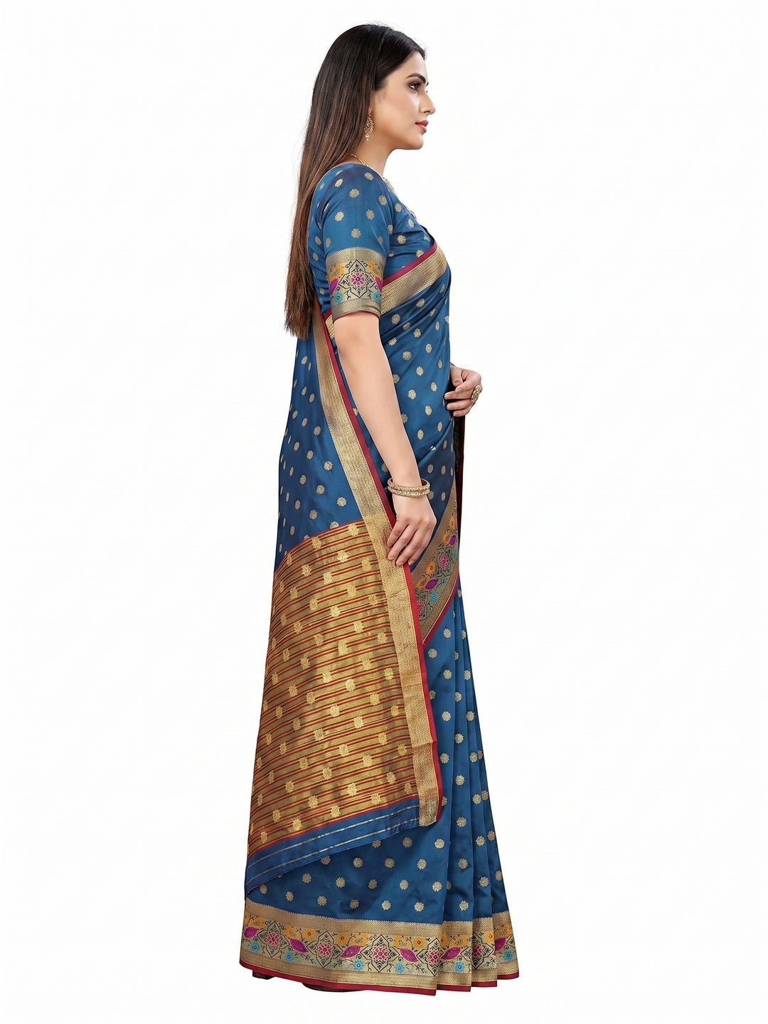 Blue Woven Art Silk Saree - Image 1