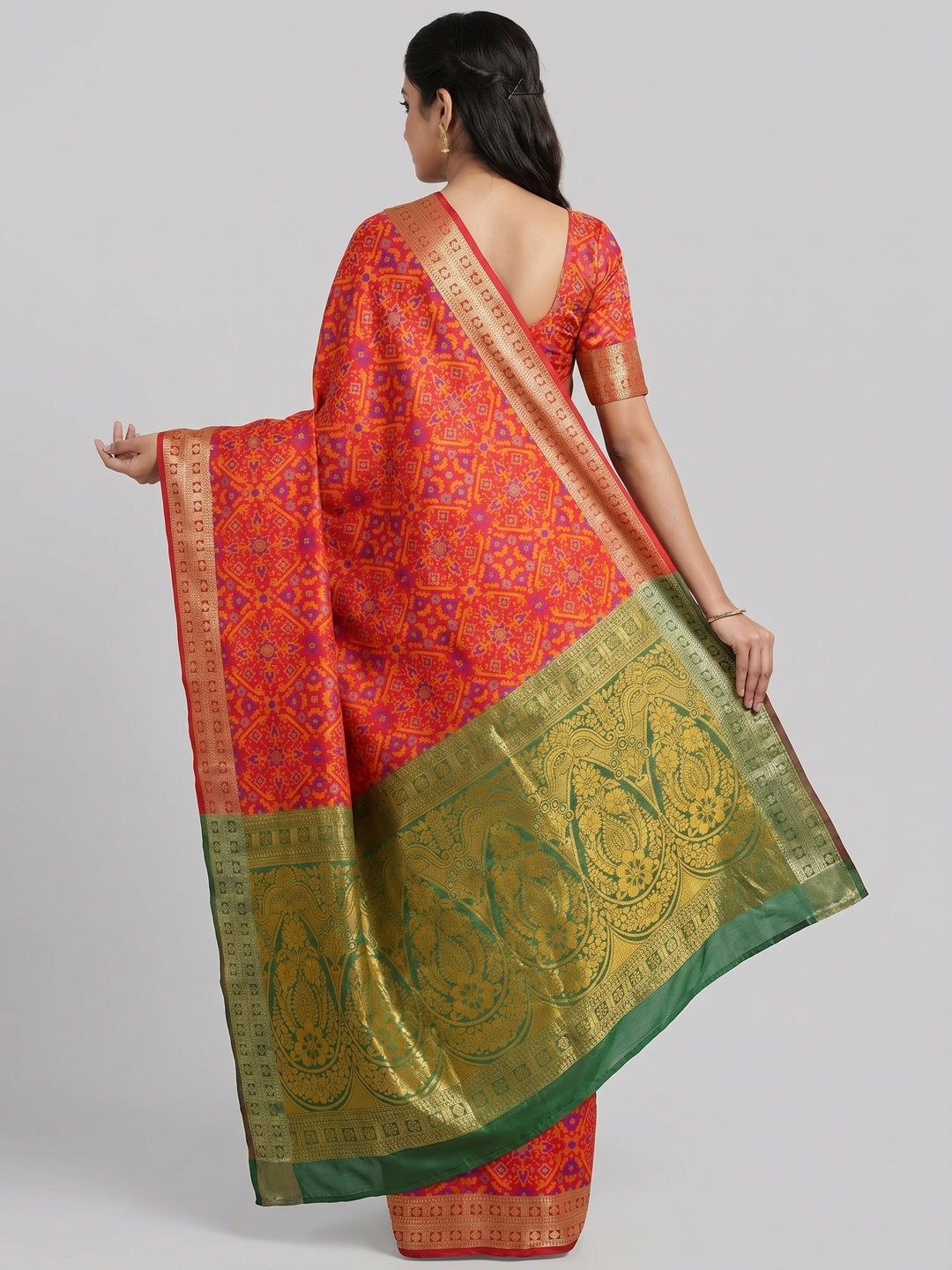 Red Woven Art Silk Saree - Image 2