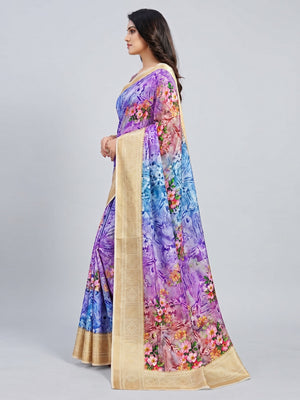 Multicolour Digital Printed Art Silk Saree - Image 2